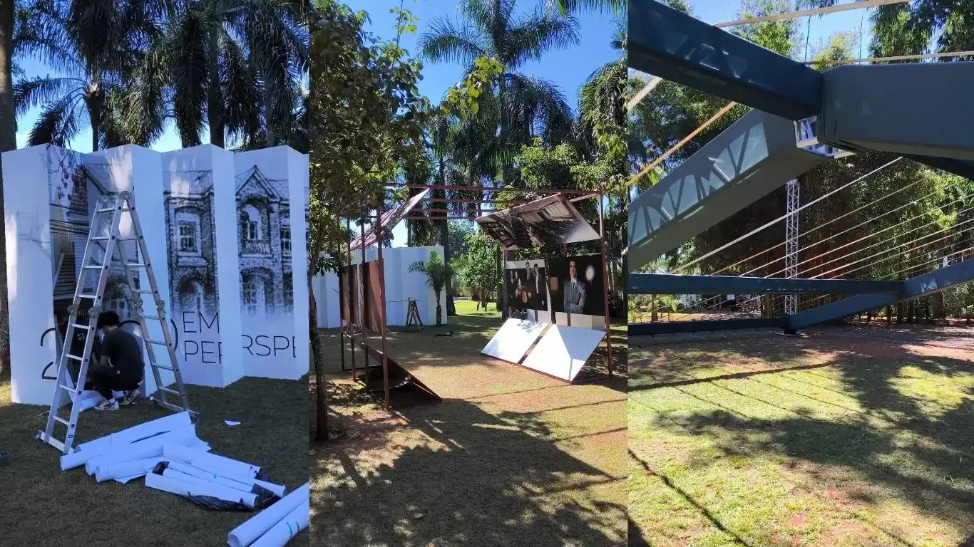 Montagem da estrutura do museu vivo do Medina Guimarães