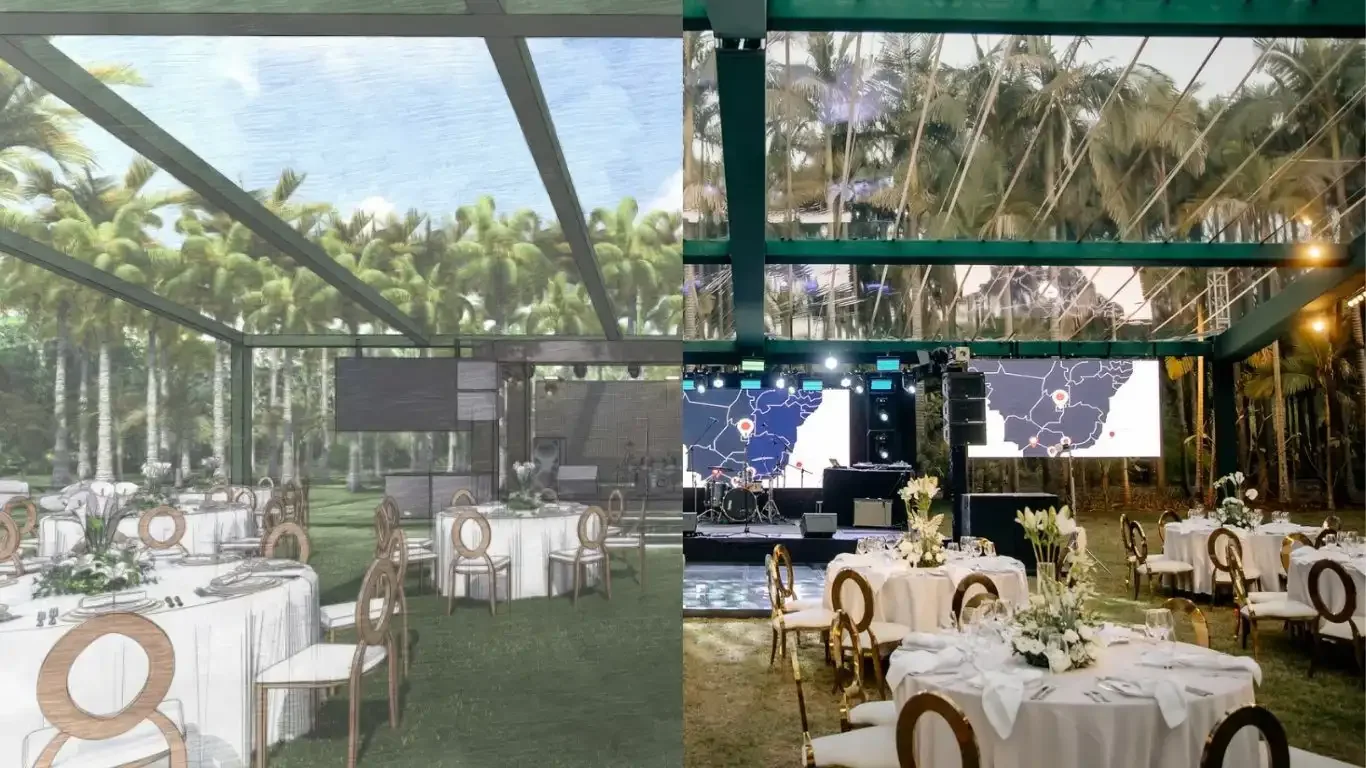 Estrutura da celebração ao ar livre dos 20 anos do Medina Guimarães